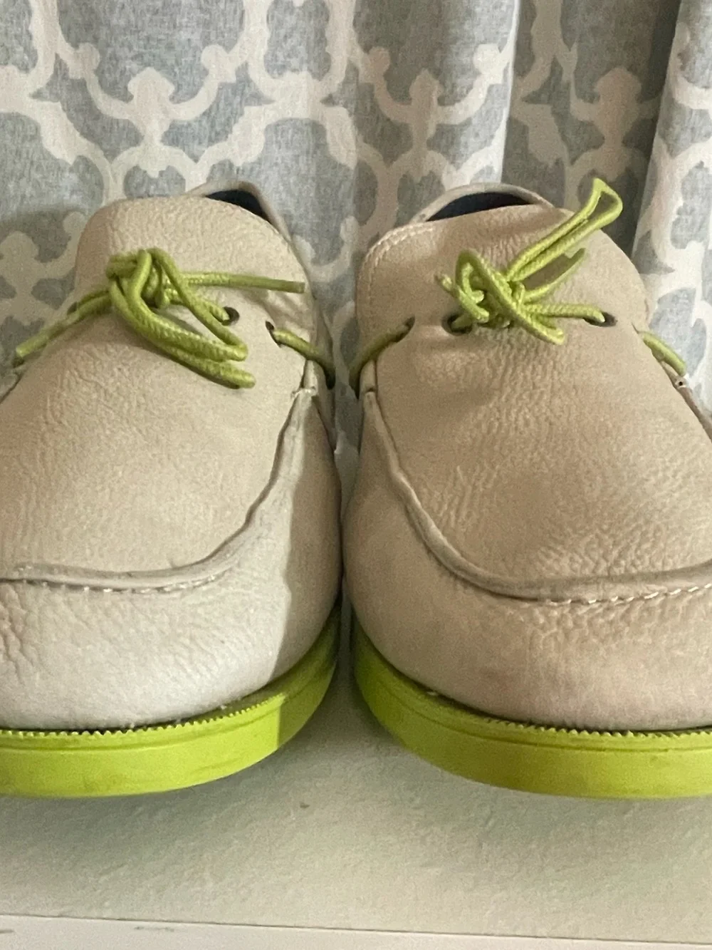 Cole Haan Air Mason Men's ivory and Lime Green Casual Boat Shoes Sz 13